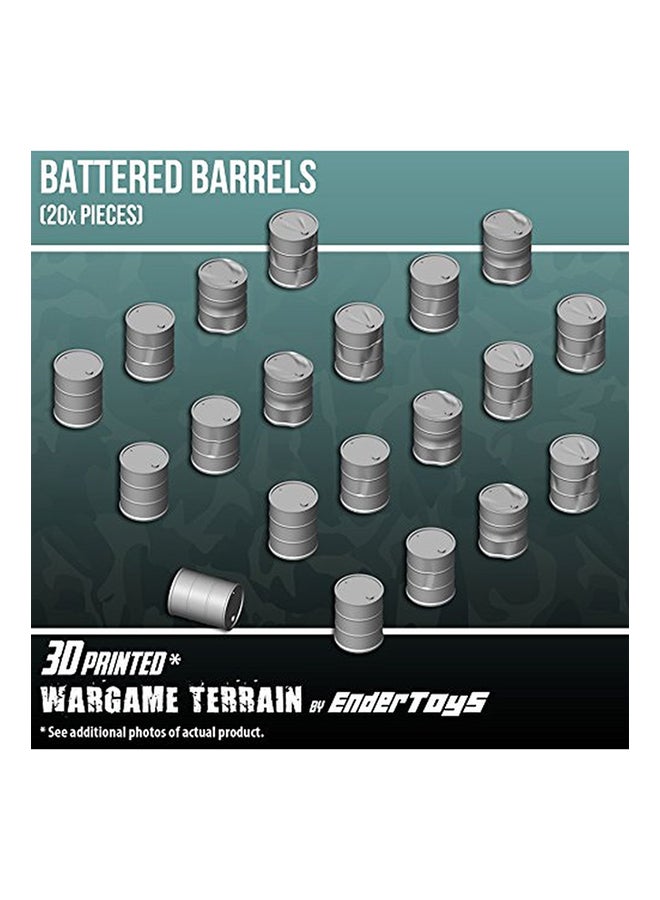 20-Piece 3D Printed Battered Barrels Miniature Wargame