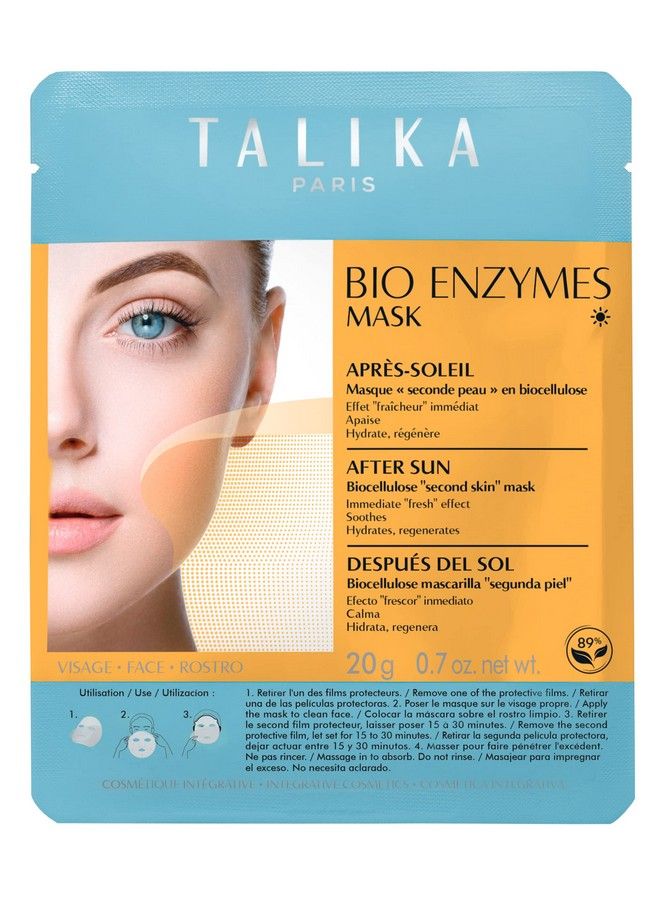 Bio Enzymes After Sun Mask Moisturizing & Soothing Fast Repair Face Mask Biocellulose Sun Care Mask Second Skin Effect Beauty Sheet Mask 20G