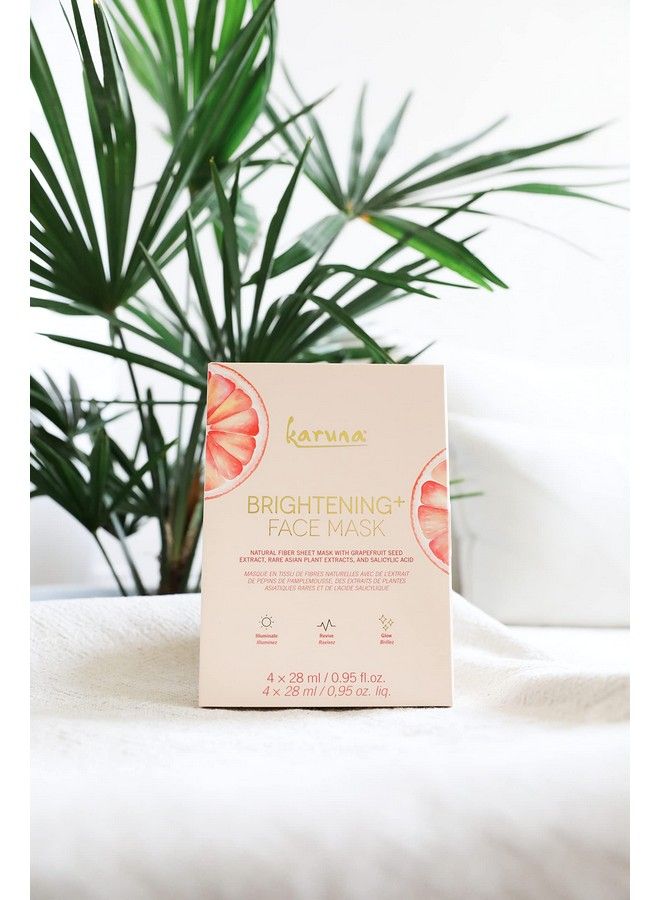 Brightening+ Face Mask Sheets Facial And Beauty Skin Care Essential To Brighten Skin And Reduce Hyperpigmentation Or Dark Spots Contains Grapefruit Seed Extract And Salicylic Acid (4 Sheets)
