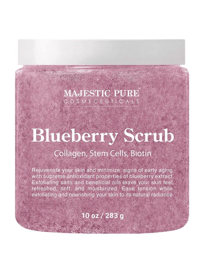 Blueberry Body Scrub With Collagen Stem Cell & Biotin Exfoliating Body Scrub To Exfoliate Smooth & Moisturize Skin Deep Cleansing & Hydrating Skin Care For Men And Women 10 Oz