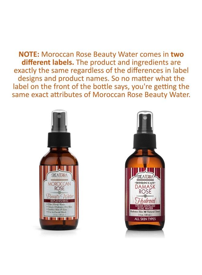 Beauty Water Toner & Face Mist Moroccan Damask Rose Hydrosol | Natural Daily Hydrating Toner With Antiaging Rose Distillate To Moisturize & Soothe Dry Inflamed Skin 4 Oz