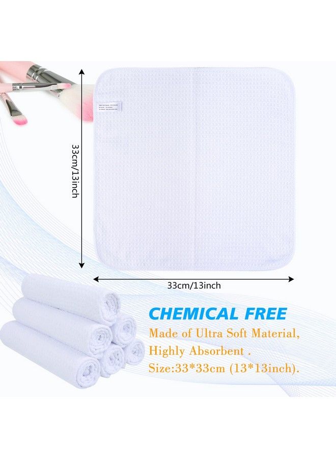 Waffle Washcloths Microfiber Facial Cloths Soft Makeup Remover Cloths Ultrathin Quickdrying Exfoliating 6 Pack White