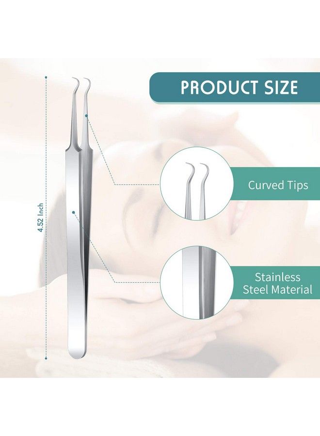 3 Pieces Blackhead Tweezer Stainless Steel Pimple Tweezers Extractor Tool For Remove Blackhead Zit Whitehead Pimple Bend Curved Tweezer Skin Blackhead Remover Tools