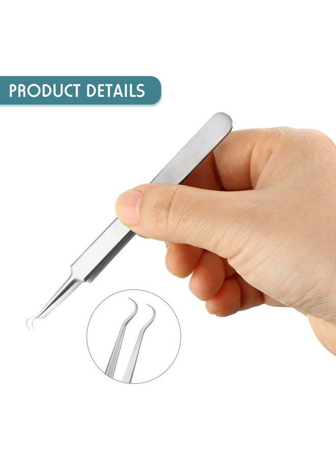 3 Pieces Blackhead Tweezer Stainless Steel Pimple Tweezers Extractor Tool For Remove Blackhead Zit Whitehead Pimple Bend Curved Tweezer Skin Blackhead Remover Tools