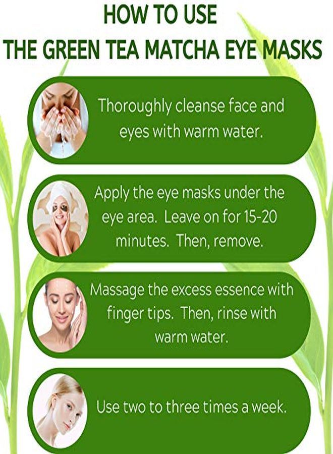 A Matcha Eye Mask By Suprance - Under Eye Patches Treatment For Dark Circles, Eye Bags, Puffiness - Anti-Wrinkle With Hyaluronic Acid And Collagen - 30 Pairs/60 Pcs.