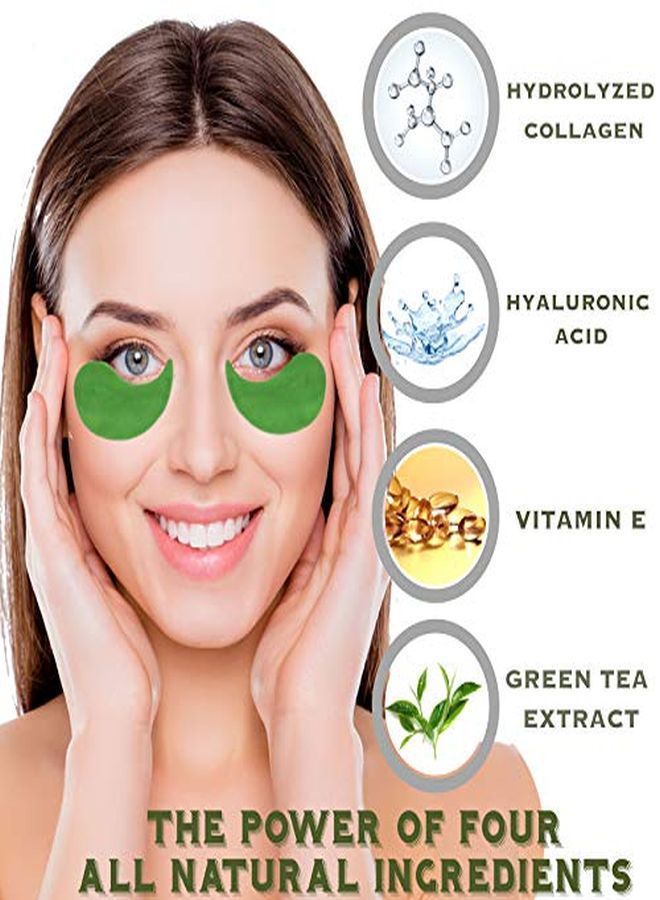 A Matcha Eye Mask By Suprance - Under Eye Patches Treatment For Dark Circles, Eye Bags, Puffiness - Anti-Wrinkle With Hyaluronic Acid And Collagen - 30 Pairs/60 Pcs.