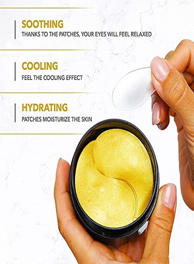 Eye Patches - 24K Gold Under Eye Mask For Puffy Eyes, Dark Circles, Eye Bags, Wrinkles, Puffiness With Collagen - Anti Aging Skincare Eye Patch Treatment Masks - Hydrating Under Eye Gel Pads