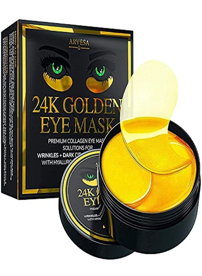 Eye Patches - 24K Gold Under Eye Mask For Puffy Eyes, Dark Circles, Eye Bags, Wrinkles, Puffiness With Collagen - Anti Aging Skincare Eye Patch Treatment Masks - Hydrating Under Eye Gel Pads