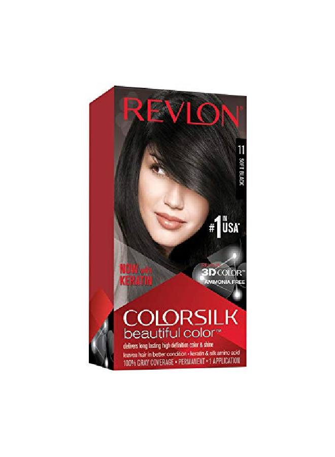 Permanent Hair Color by Permanent Hair Dye Colorsilk with 100% Gray Coverage AmmoniaFree Keratin and Amino Acids 11 Soft Black 4.4 Oz (Pack of 1)