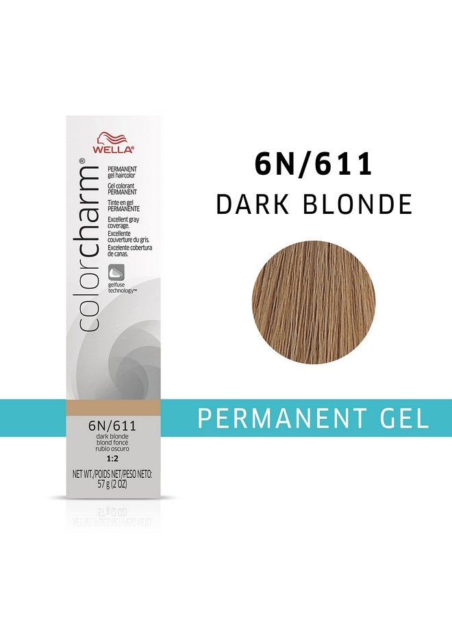 Wella Colorcharm Permanent Gel Hair Color For Gray Coverage 6N/611 Dark Blonde