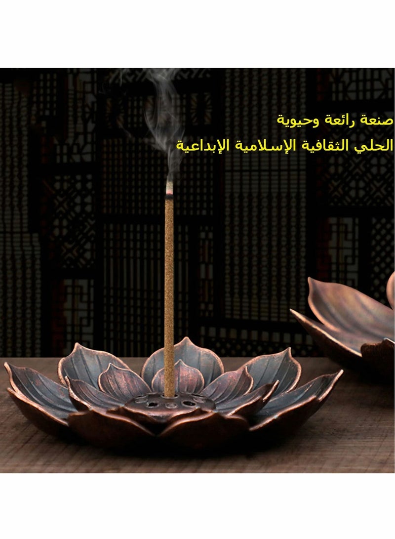 3 pack Incense Burner Bowl, Ceramic Handicraft Holder for Sticks, Coil Lotus Ash Catcher Tray 4.62 Inch Gray, Home Fragrance Accessories