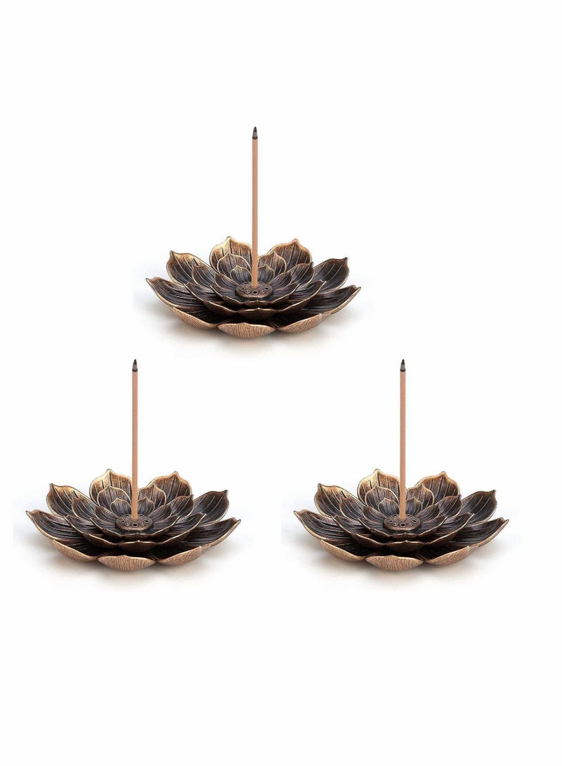 3 pack Incense Burner Bowl, Ceramic Handicraft Holder for Sticks, Coil Lotus Ash Catcher Tray 4.62 Inch Gray, Home Fragrance Accessories