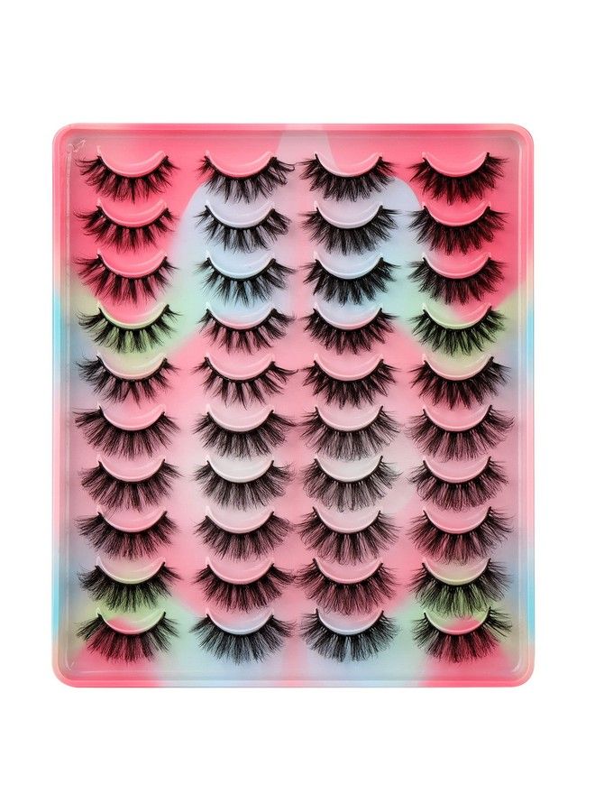 20 Pairs False Eyelashes Natural Fluffy Cat Eye Fake Eye Lashes 4 Styles Mixed Thick Wispy 5D Faux Mink Eyelashes Multipack