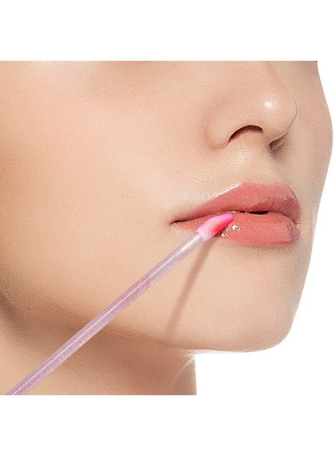300Pcs Glitter Crystal Lip Brush Disposable Lip Brushes Lip Gloss Applicators Lipstick Gloss Wands Applicator Perfect Makeup Tool Kits (Pink)