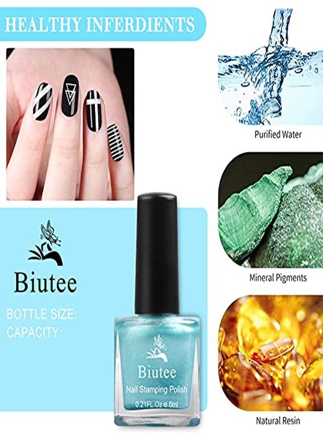 Nail Stamping Polish 12 Colors 6Ml Air Dry Special Polish Manicure Print Nail Polish For Stamping Plates Solid Color Nail Polish Gift Box Nail Varnish Lacquer Nail Art Stamp Gel Polish Set