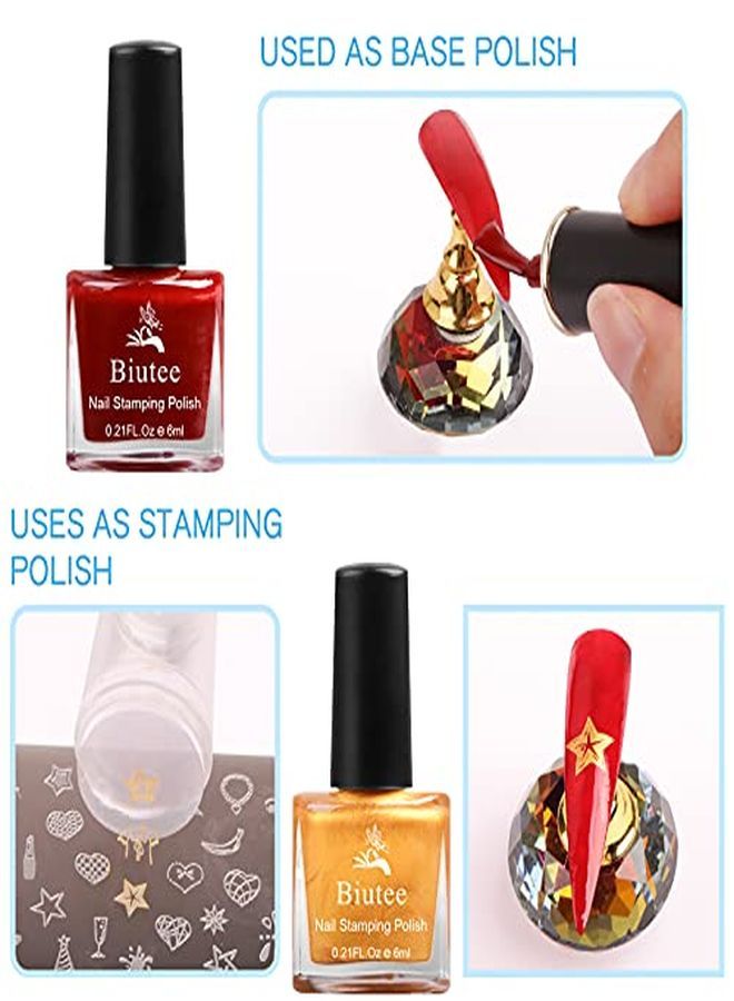 Nail Stamping Polish 12 Colors 6Ml Air Dry Special Polish Manicure Print Nail Polish For Stamping Plates Solid Color Nail Polish Gift Box Nail Varnish Lacquer Nail Art Stamp Gel Polish Set