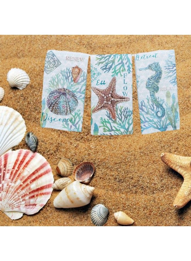 Designs Set Of 3 Beachcomber Dual Purpose Terry Kitchen Towels