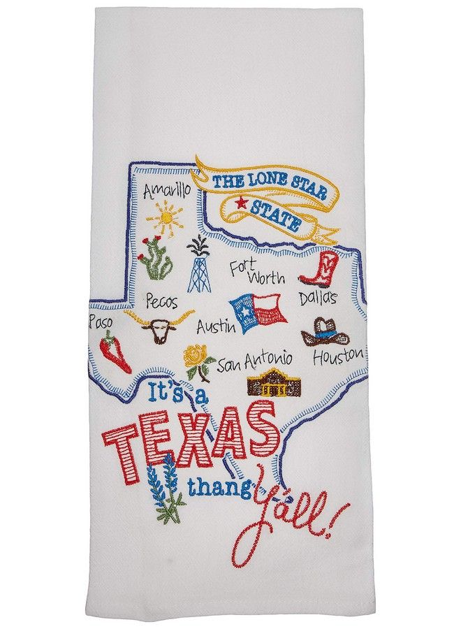 Designs St Thing Texas Emb F/S Dish Towel 17.5 X 28 Various