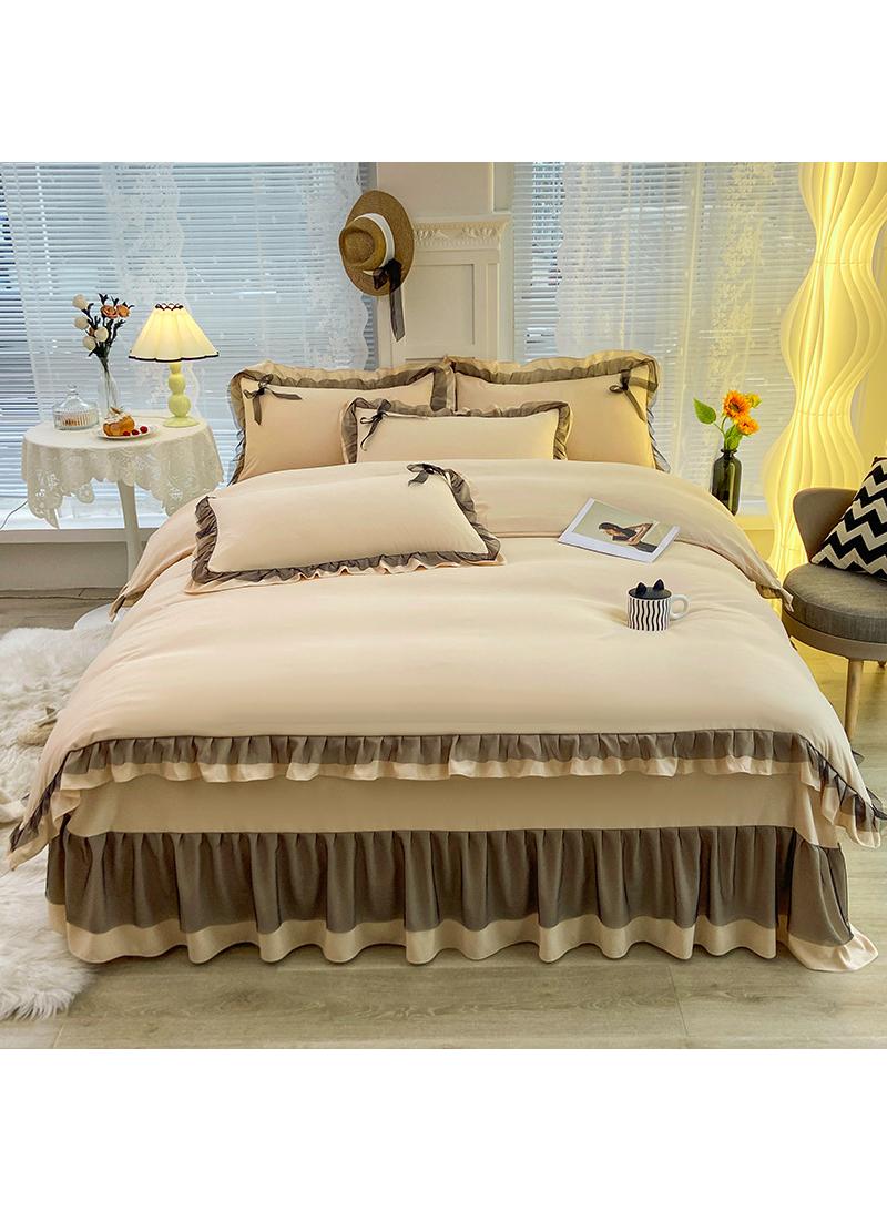 Simple Solid Color Washable Bed Sheet And Duvet Cover Set