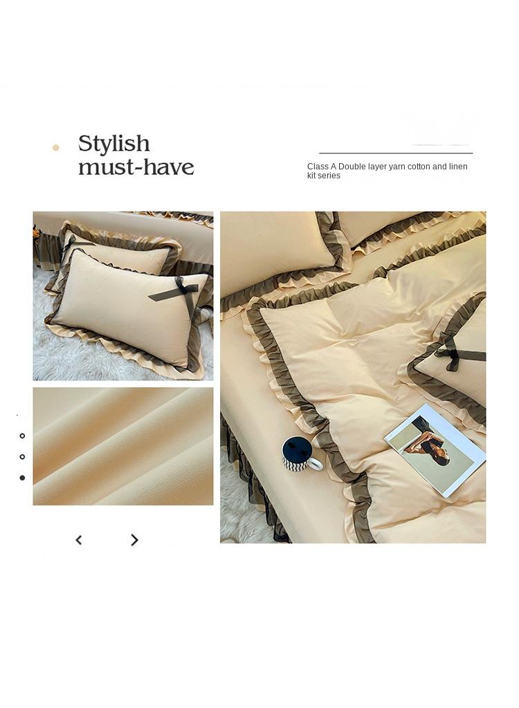 Simple Solid Color Washable Bed Sheet And Duvet Cover Set