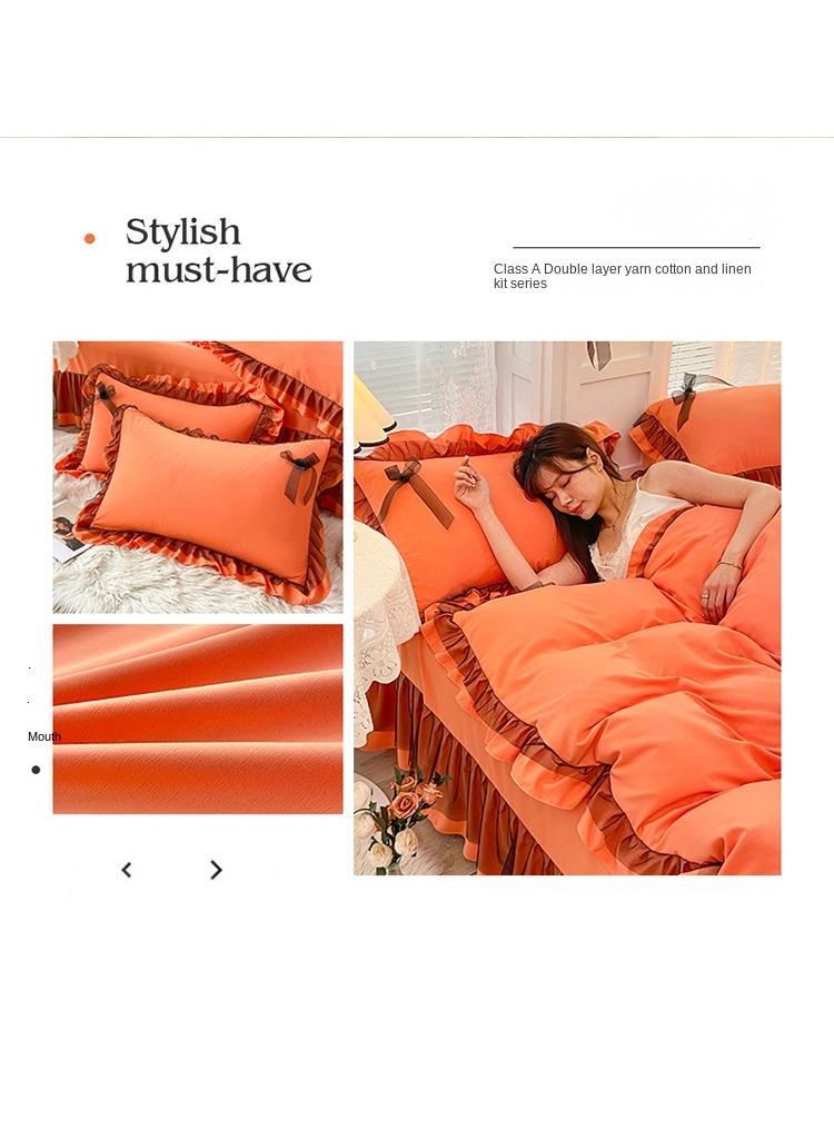 Simple Solid Color Washable Bed Sheet And Duvet Cover Set