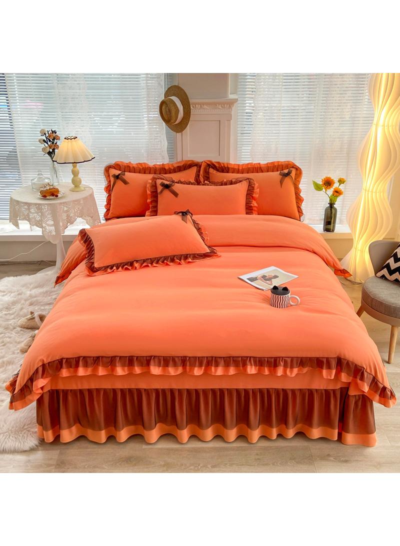 Simple Solid Color Washable Bed Sheet And Duvet Cover Set