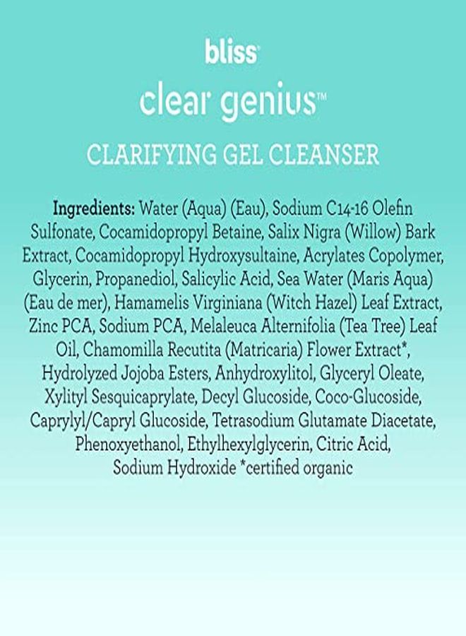 Clear Genius Clarifying Gel Cleanser | Non-Irritating | Clean | Cruelty-Free | Paraben Free | Vegan | 6.4 Oz