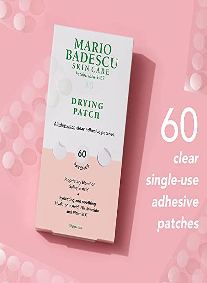 Drying Patch Blemish Covering, Invisible Spot Treatment, Absorbing All Day Polymer Adhesion With Vitamin C, Vegan & Cruelty Free, Strong Hold (60 Patches, 12Mm), Clear