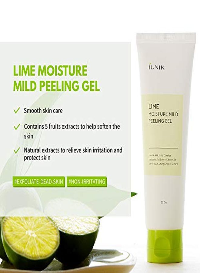 Lime Moisture Mild Peeling Gel 4.23 Fl Oz , Exfoliating, Deep Cleansing, Glowing Smooth With Aha, & Fruits Complex Control Sebum Clear Dead Skin Cells Blackheads PoreMinimizing
