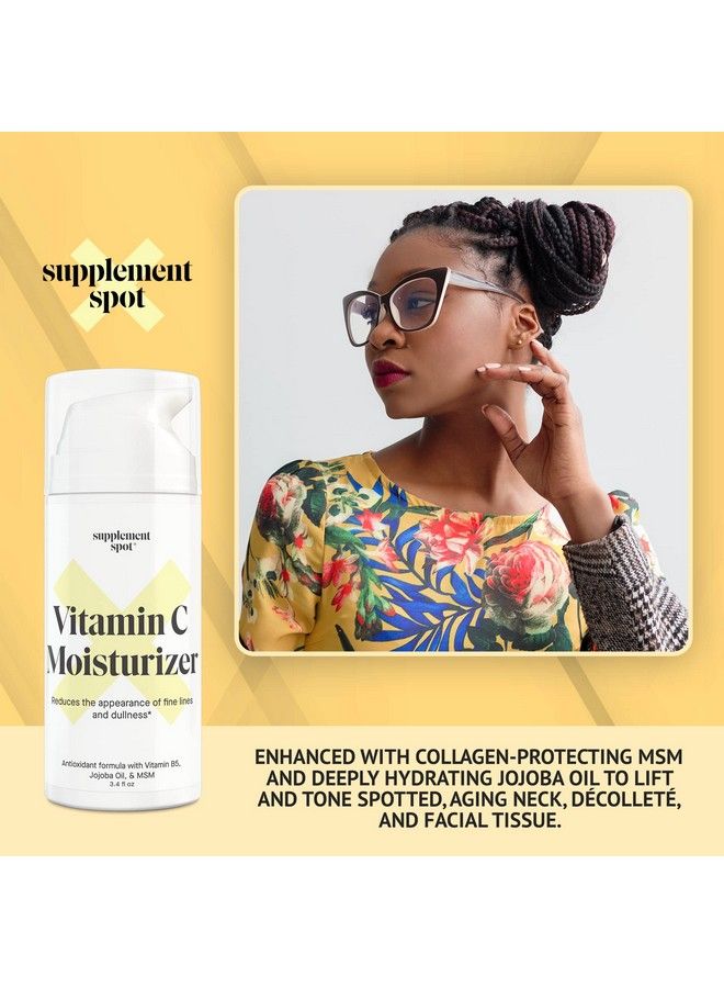 Antioxidant C Moisturizer Revitalizing Vitamin Lotion W/Vitamin E Oil & Jojoba Oil Vitamin Face Moisturizer For Dark Spots Fine Lines & Wrinkles Suitable For All Skin Types
