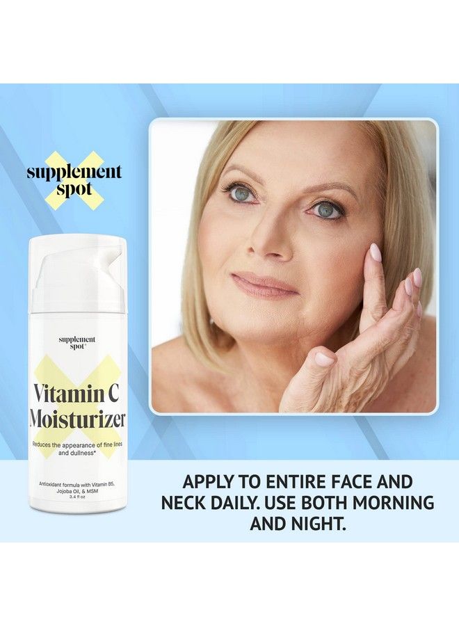 Antioxidant C Moisturizer Revitalizing Vitamin Lotion W/Vitamin E Oil & Jojoba Oil Vitamin Face Moisturizer For Dark Spots Fine Lines & Wrinkles Suitable For All Skin Types