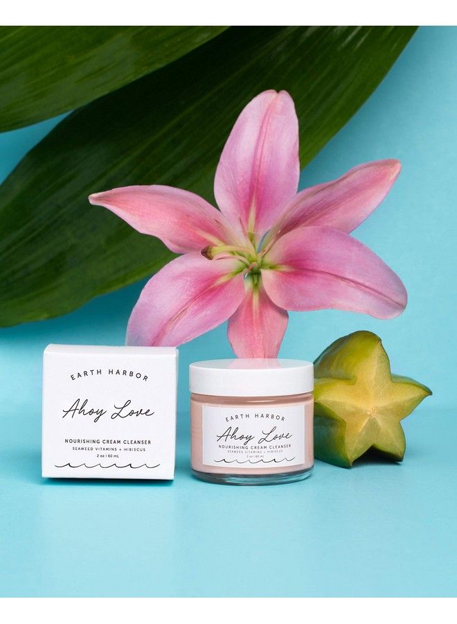 | Ahoy Love Nourishing Cream Cleanser Cleans Without Stripping & Hydrates | Hibiscus + Seaweed Extract + Aloe Juice | 100% Vegan & Botanicals | 2Oz