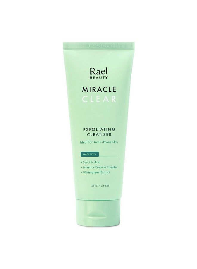 Face Wash Miracle Clear Exfoliating Cleanser Face Cleanser For Oily And Acne Prone Skin Gentle Facial Cleanser Hydrating W/Succinic Acid & Minerice Vegan Cruelty Free (5.1 Fl. Oz)