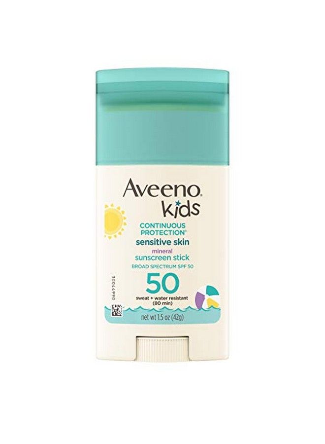 Kids Continuous Protection Sensitive Skin Mineral Spf 50 Sunscreen Stick 100% Zinc Oxide For Face & Body Sweat & Waterresistant Sunscreen Stick For Children Spf 50 1.5 Oz
