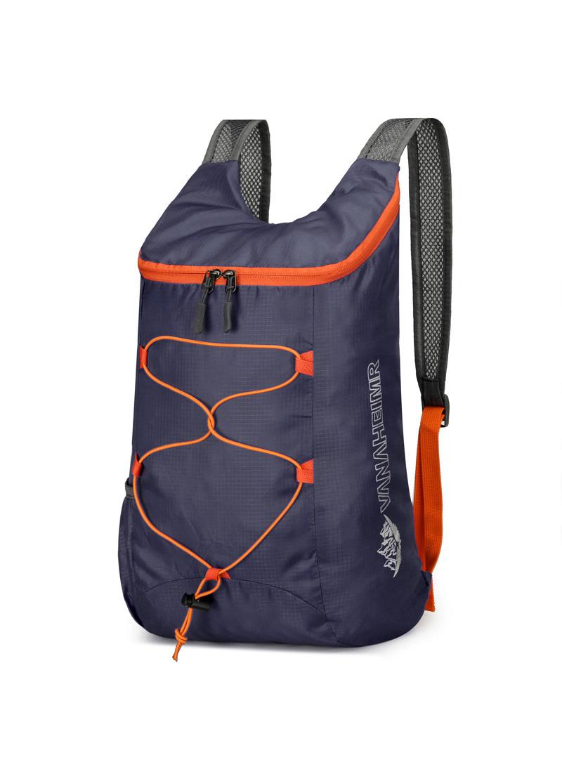 Outdoor Riding Bag Ultra-Light Oxford Cloth Hiking Bag Waterproof Foldable Backpack Deep Blue