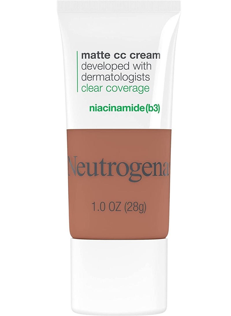 Neutrogena Clear Coverage Flawless Matte CC Cream, Amber, 1 oz