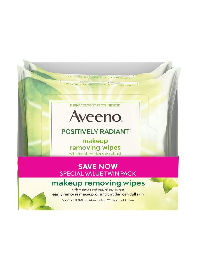 Pack Of 2 Positively Radiant Makeup Removing Wipe Set 19x18.5cm