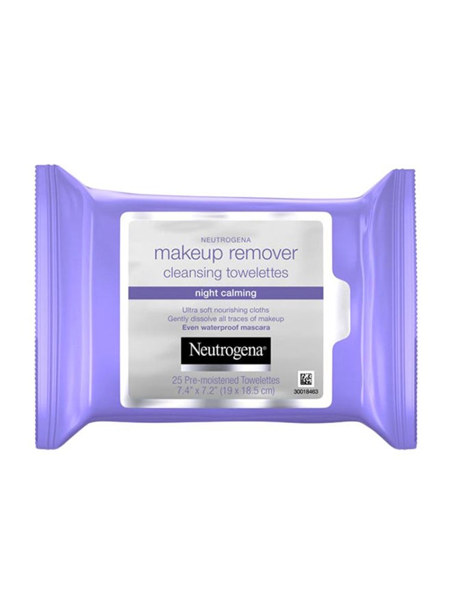 Pack Of 3 Night Calming Makeup Remover Cleansing Towelettes Purple 7.4x7.2inch