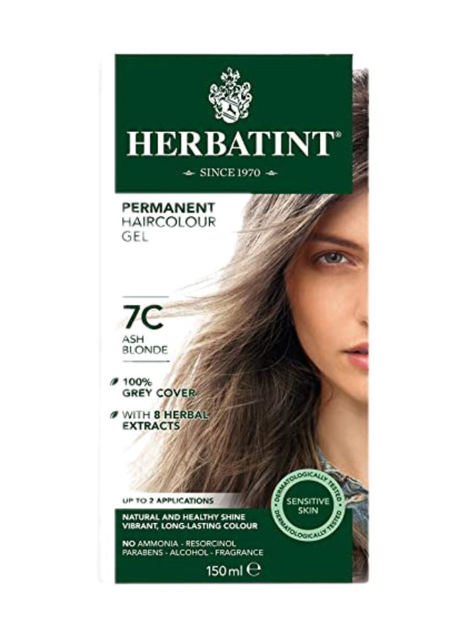 Permanent Herbal Hair Color Gel 7C Ash Blonde 150ml
