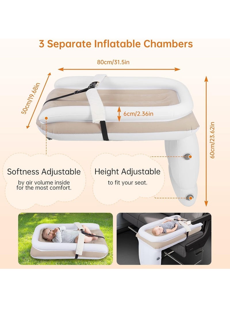 Inflatable Airplane Bed for Kids Baby Travel Plane Bed with Hand Pump Kids Bed Fits Most Airplane Seats Car Seat for Convenient Toddler Travel Seat Belt and Carry Bag