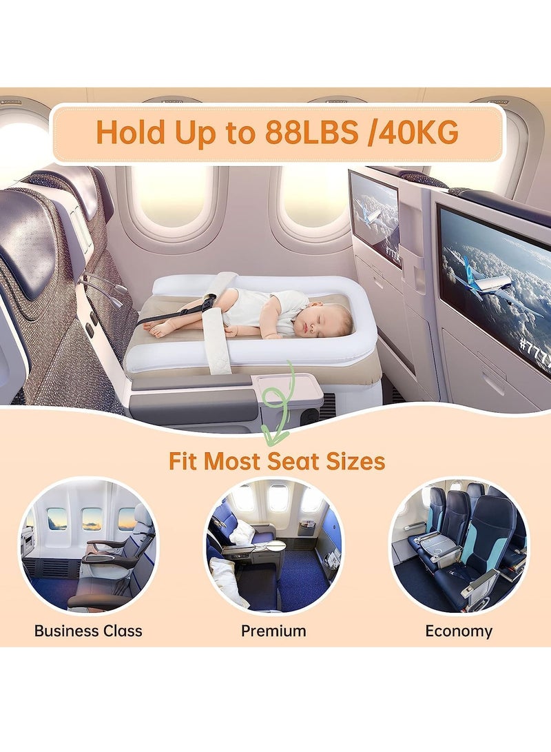 Inflatable Airplane Bed for Kids Baby Travel Plane Bed with Hand Pump Kids Bed Fits Most Airplane Seats Car Seat for Convenient Toddler Travel Seat Belt and Carry Bag