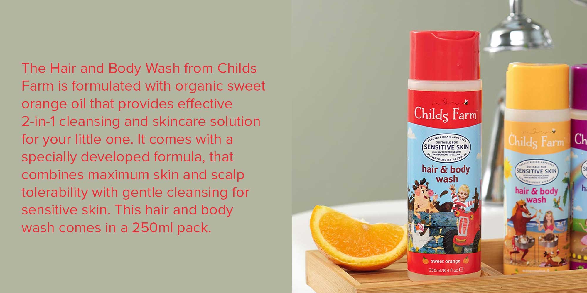 Organic Sweet Orange Baby Hair And Body Wash For Sensitive Skin, 250ml