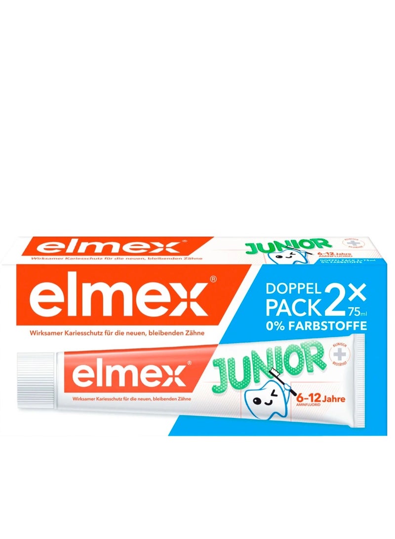 Elmex Toothpaste children junior 6 to 12 years (2x75ml), 150 ml