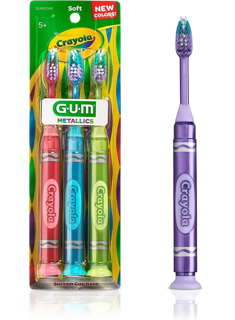 Kids toothbrush soft assorted colors 3 count