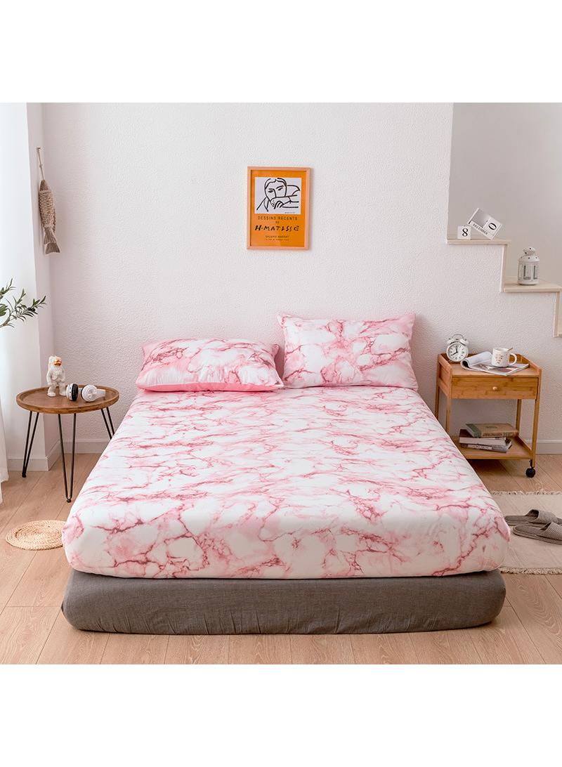 3-Piece Marble Patterned Bed Sheets Mattresses Breathable Mattress Cover