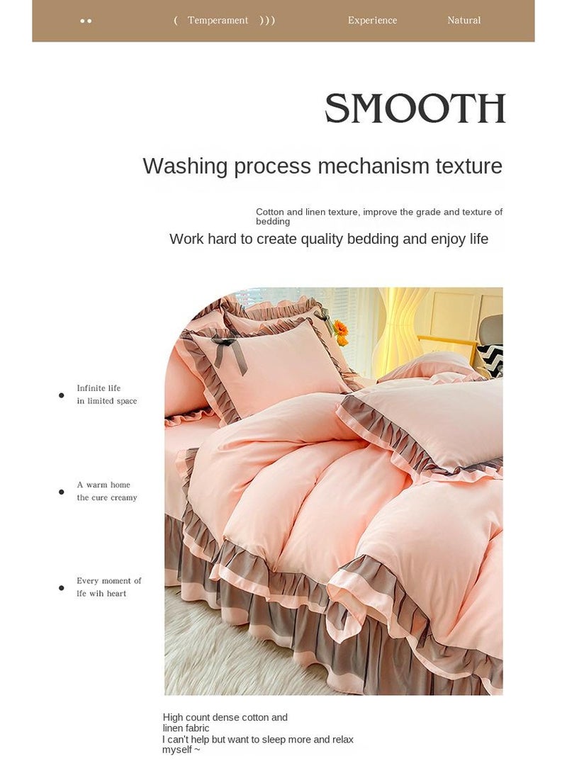 Simple Solid Color Washable Bed Sheet And Duvet Cover Set