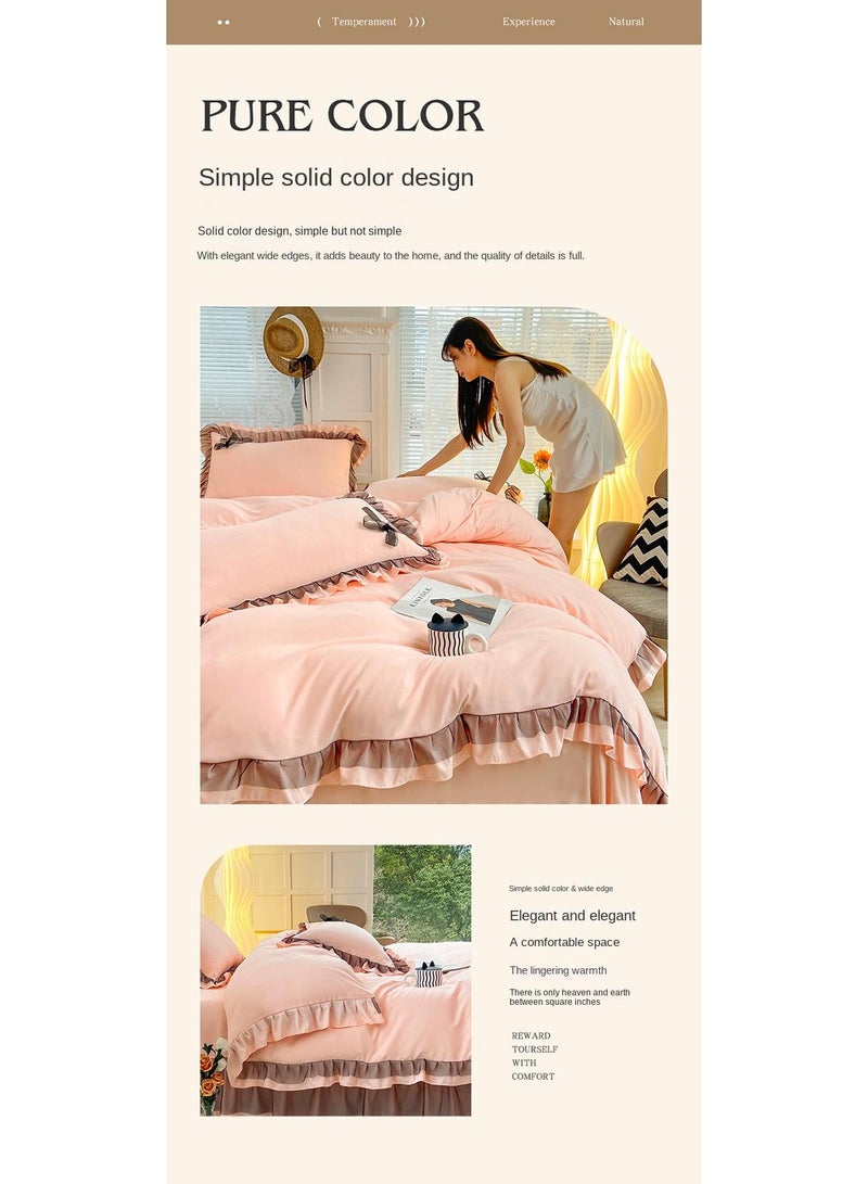 Simple Solid Color Washable Bed Sheet And Duvet Cover Set