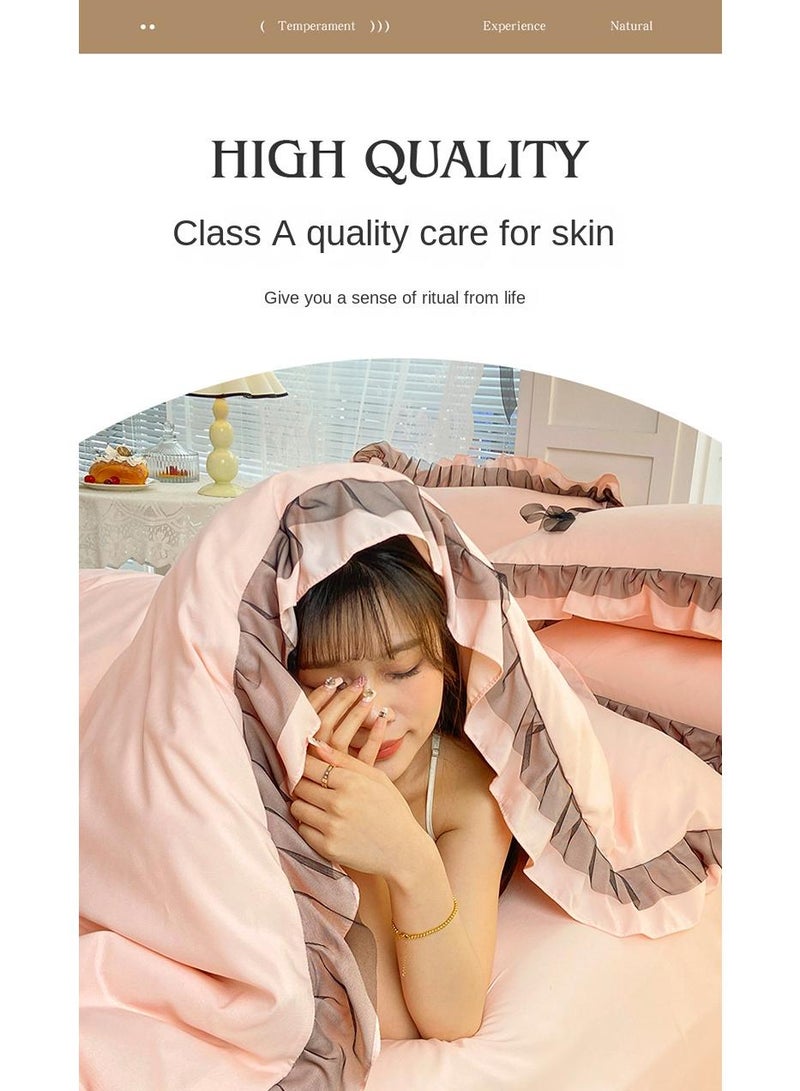 Simple Solid Color Washable Bed Sheet And Duvet Cover Set