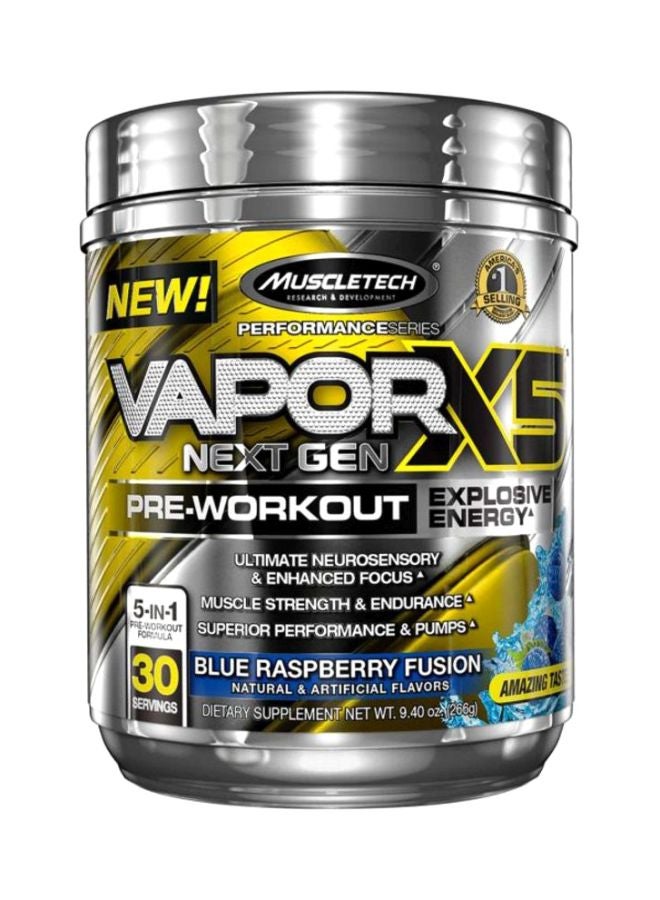 VaporX5 Next Gen PreWorkout Dietary Supplement Blue Raspberry Fusion 228g