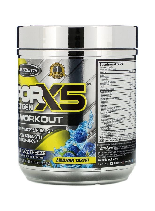 VaporX5 Next Gen Pre-Workout Dietary Supplement - Blue Raspberry Fusion 228g